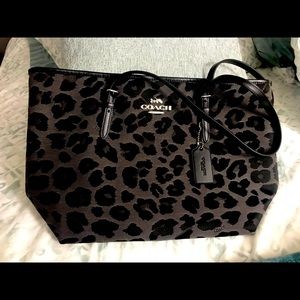 Coach Leopard Zip Tote